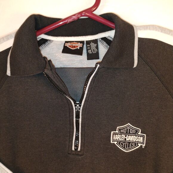 VTG HD Harley-Davidson KC, MO 1/4 Zip Dark Gray LS Sweatshirt Mens Size Large - Picture 3 of 7